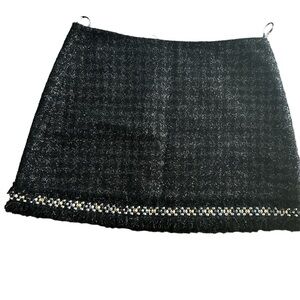 NWT  BLACK TWEED VERSACE SKIRT WITH STUDS DETAIL SIZE 44